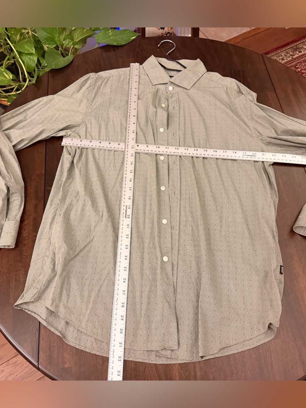 Hugo Boss Light Gray Micro-Pattern Button-Up Dress Shirt